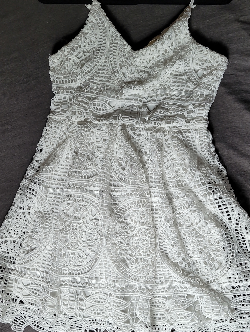 Rebellion Again White Crochet Lace Spaghetti Strap Sundress